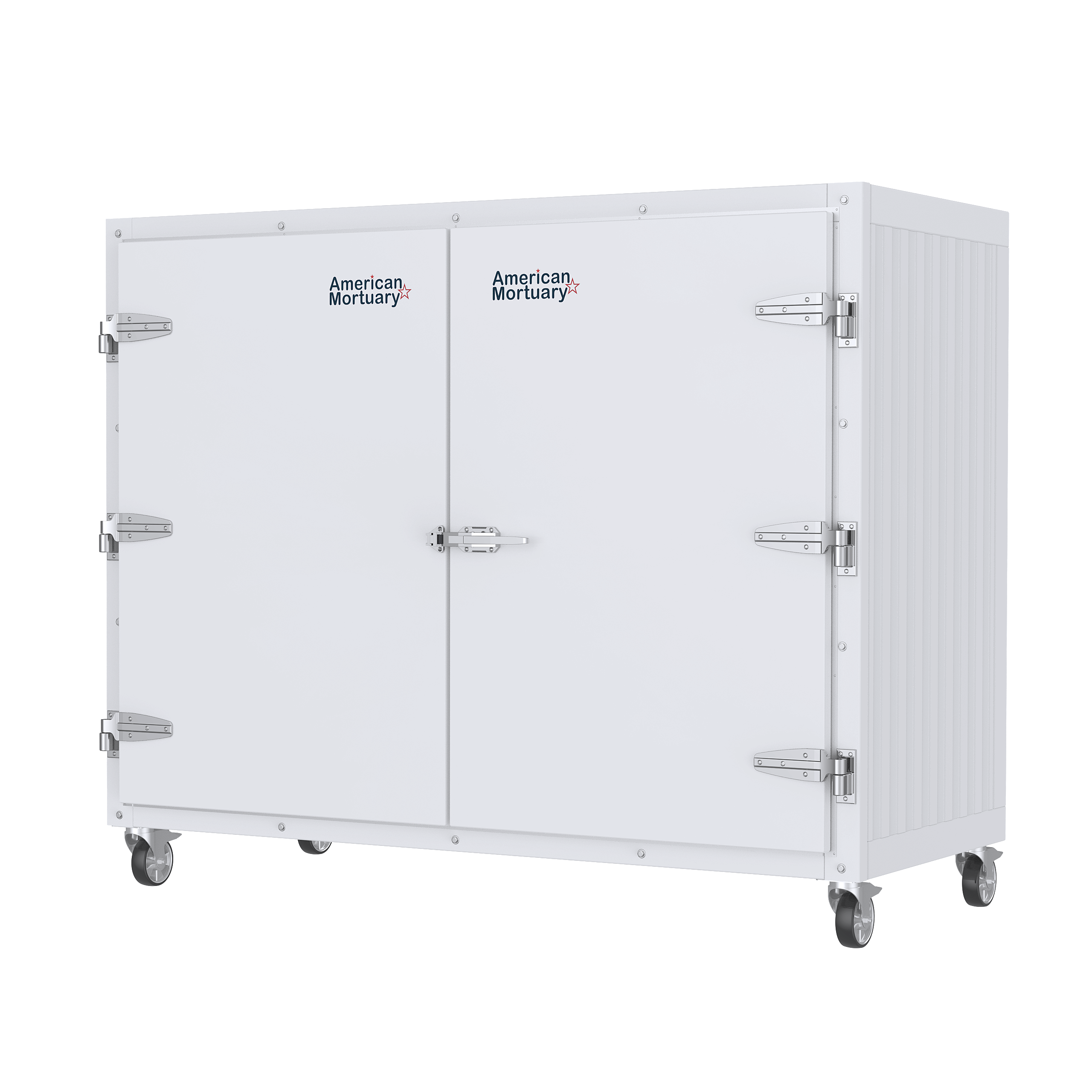 Energy-efficient stainless steel mortuary cooler with multiple body storage bays, designed for funeral homes and medical facilities to maximize cost savings and reliability.