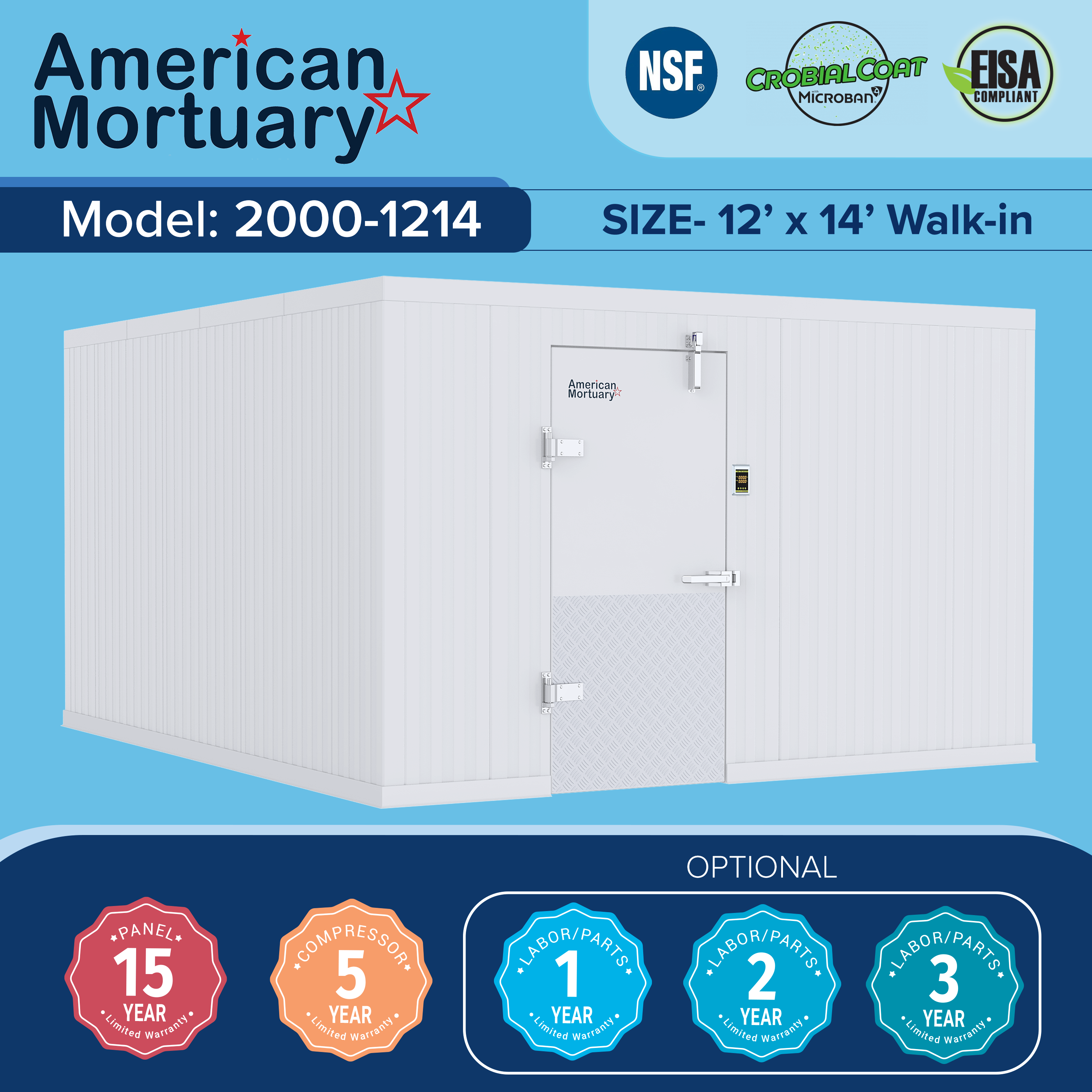 ❄️ 12x14 Walk-In Mortuary Cooler – Model 2000-1214