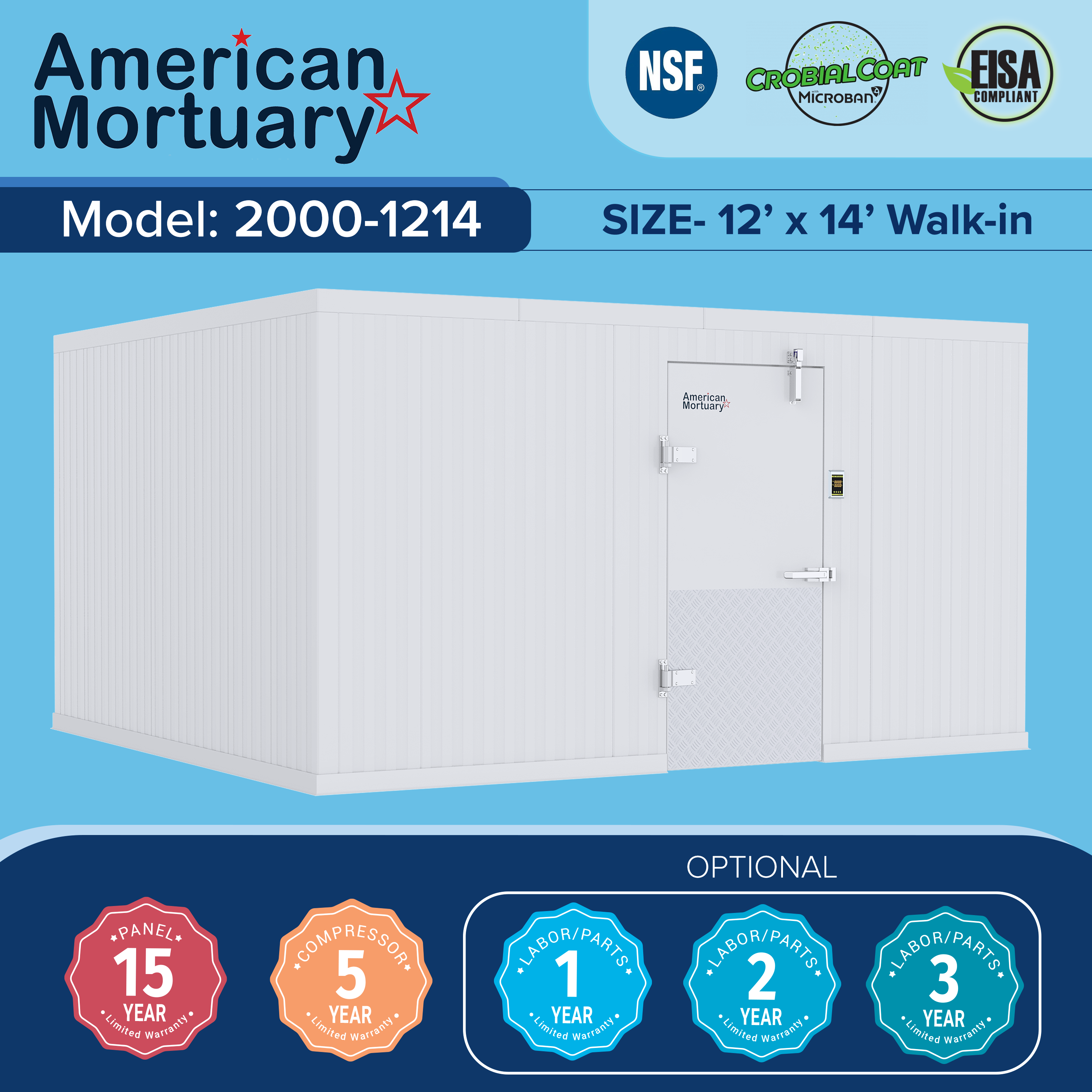 ❄️ 12x14 Walk-In Mortuary Cooler – Model 2000-1214