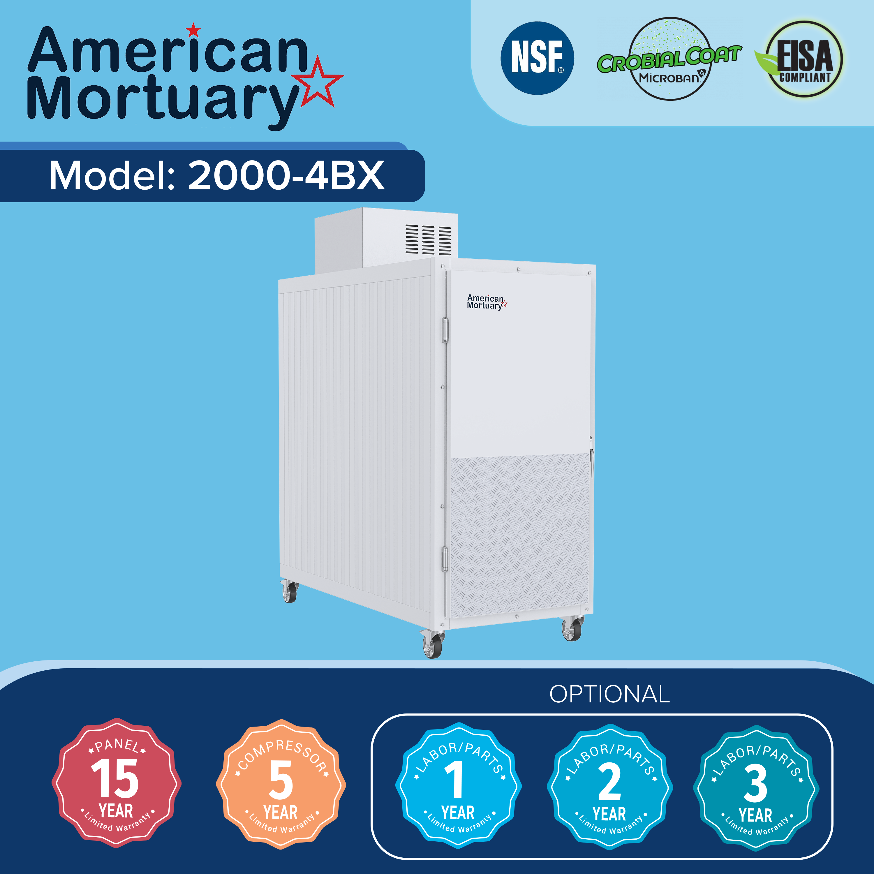 MortuaryCoolerAuthority.com 4 Body XL funeral home cooler — American-made refrigeration system