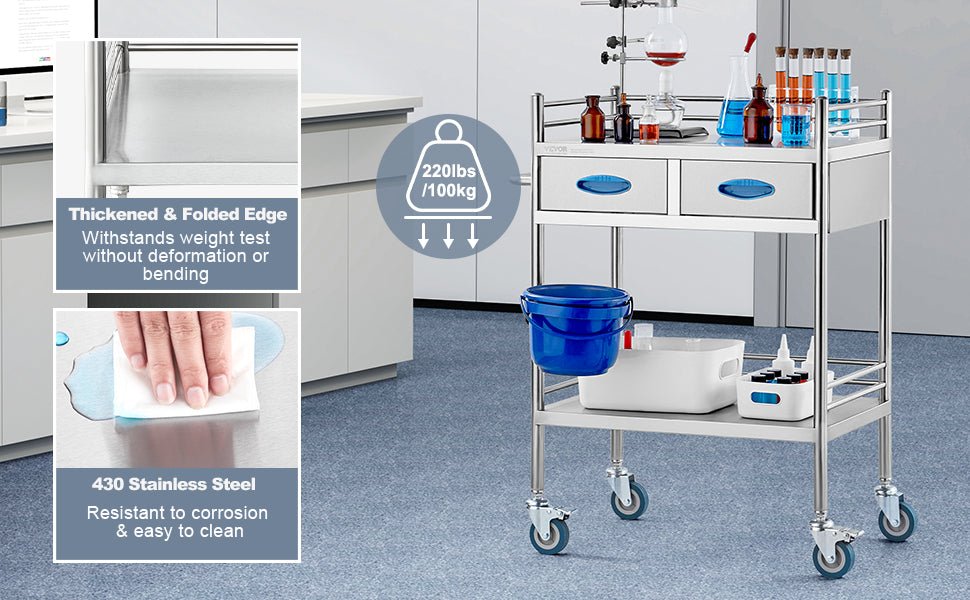 Durable Stainless Steel Instrument Cart - American Mortuary Coolers & Equipments