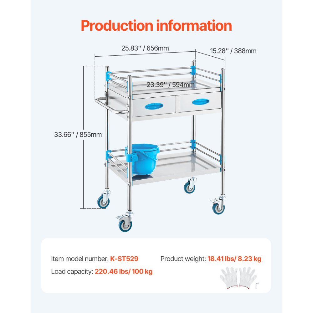 Durable Stainless Steel Instrument Cart - American Mortuary Coolers & Equipments