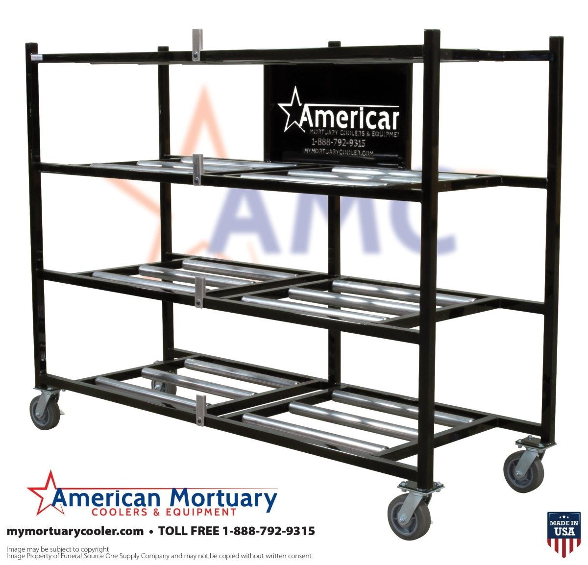 4 - Tier Side Loading Mortuary Rack - Model 2000 - 4TEL - American Mortuary Coolers & Equipments