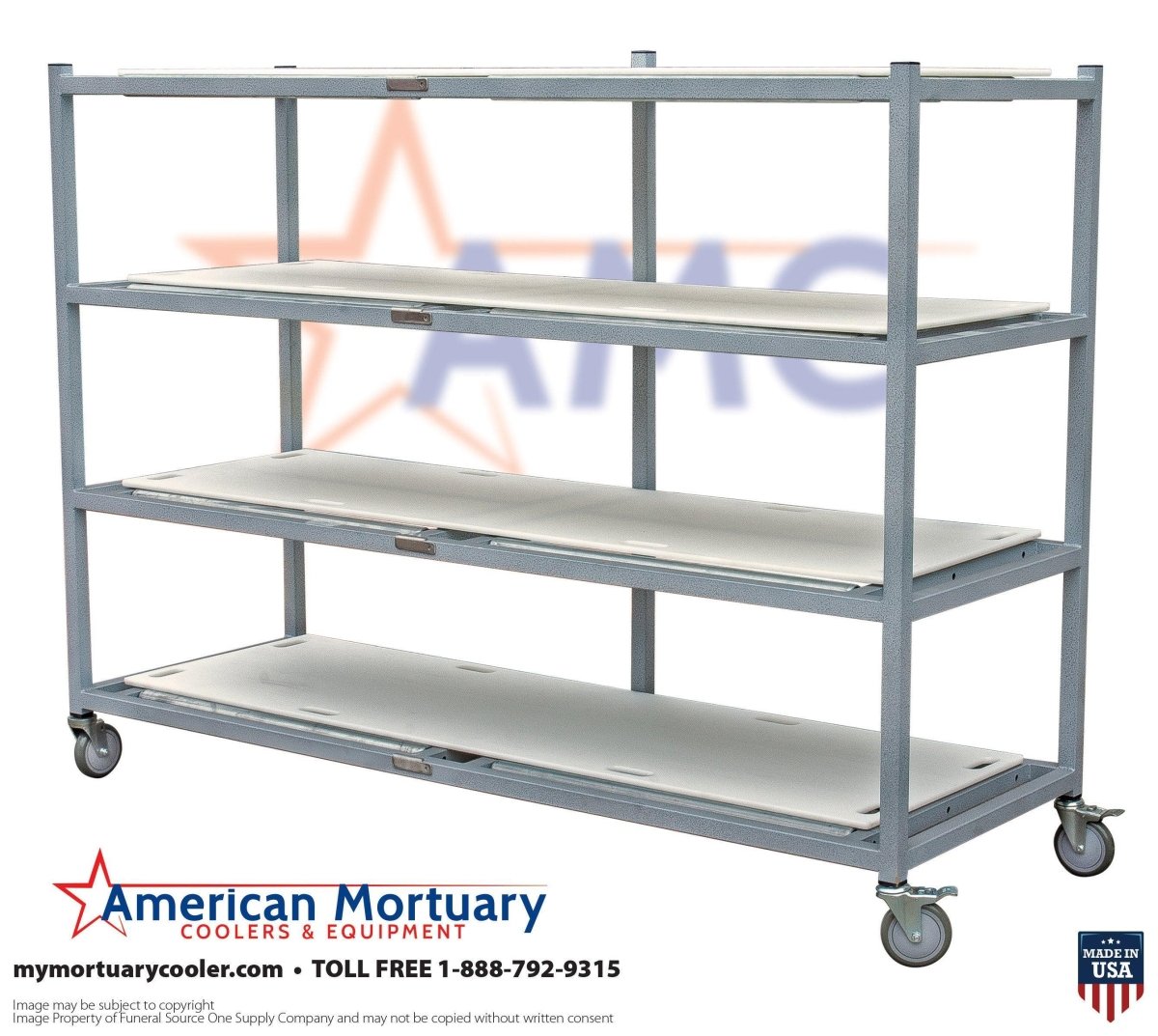4 - Tier Side Loading Mortuary Rack - Model 2000 - 4TEL - American Mortuary Coolers & Equipments