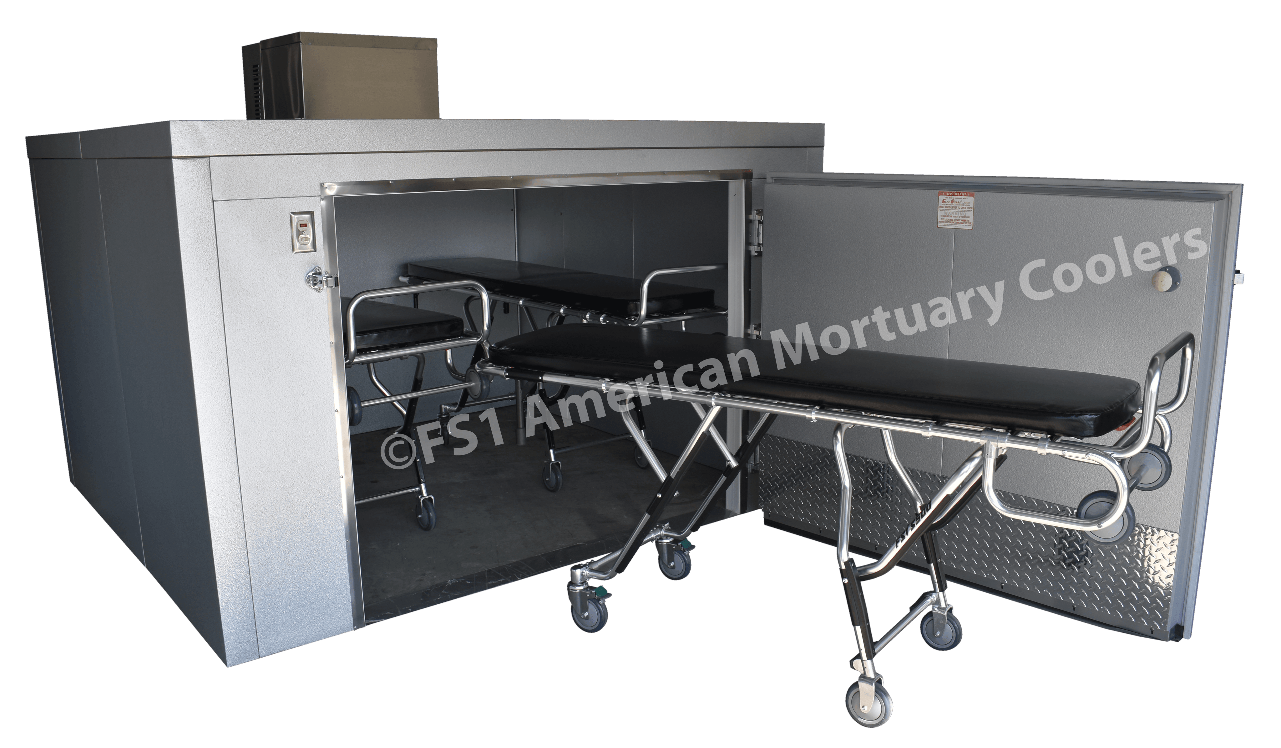 Triple Cot Roll-In Mortuary Cooler | AMC TR3 | American-Made Body Storage