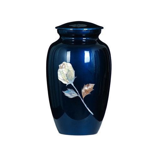 Urn Hand Painted Blue Rose - American Mortuary Coolers & Equipments